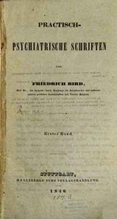 Practisch-psychiatrische Schriften, 1