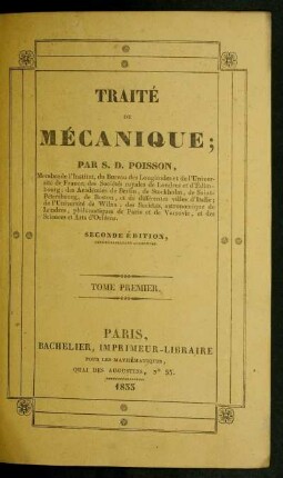 T. 1: Traité de Mécanique. Tome Premier