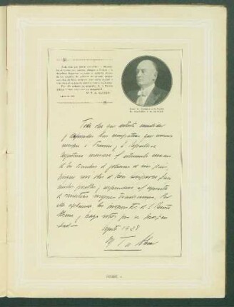 [Autógrafo del Exmo. Señor Presidente de la Nación Argentina, Doctor Marcelo T. de Alvear.]