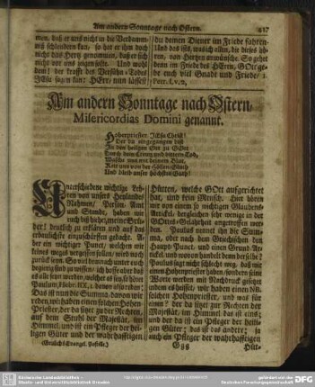 Am andern Sonntage nach Ostern, Misericordias Domini genannt
