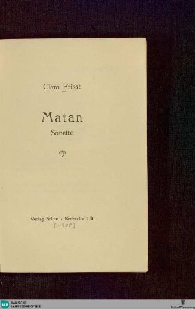 Matan : Sonette
