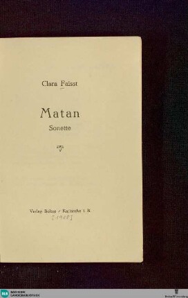 Matan : Sonette