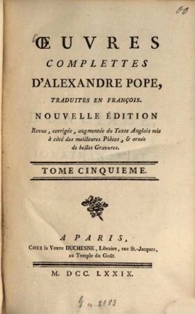 Oeuvres Complettes D'Alexandre Pope, 5