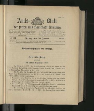 No. 21, 30. Januar 1920