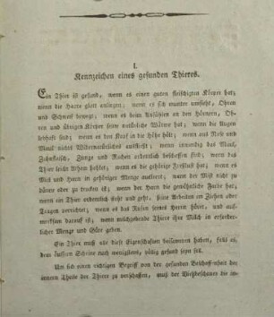I. Kennzeichen eines gesunden Thieres.