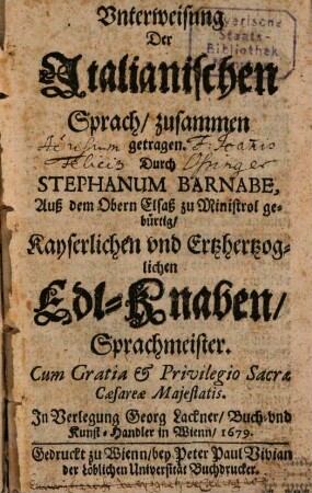 Unterweisung der Italianischen Sprache