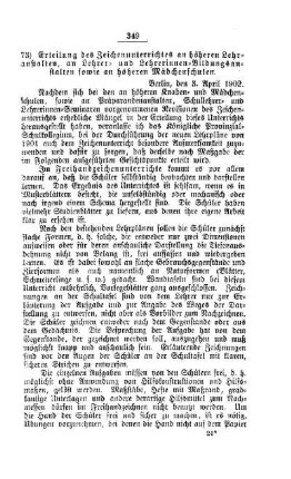 Erteilung des Zeichenunterrichtes an höheren Lehranstalten, an Lehrer- und Lehrerinnen-Bildungsanstalten sowie an höheren Mädchenschulen : [B. Kunst und Wissenschaft]