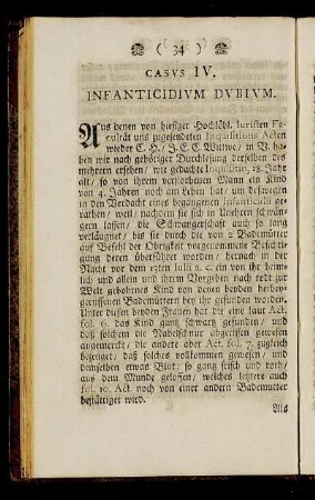 Casus IV. Infanticidium Dubium.