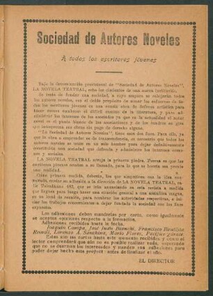 Sociedad de Autores Noveles : A todos los escritores jóvenes