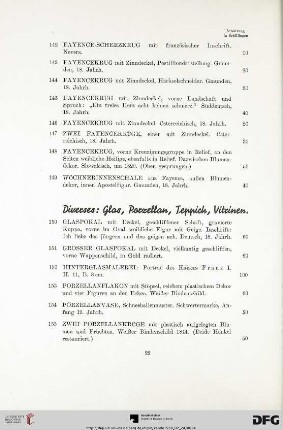 Diverses: Glas, Porzellan, Teppich, Vitrinen (Nr. 150-162)