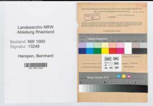 Entnazifizierung Bernhard Hempen, geb. 01.07.1906 (Bankangest.)