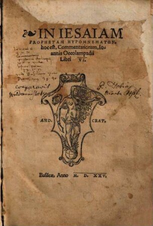 In Iesaiam Prophetam Hypomnematōn, hoc est, Commentariorum, Ioannis Oecolampadii Libri VI