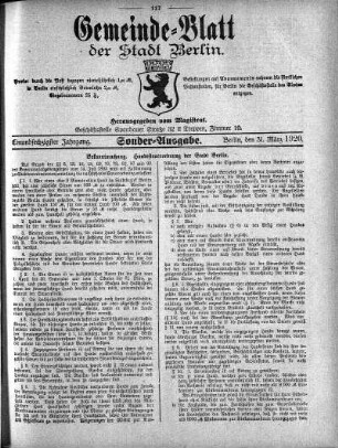 Sonder-Ausgabe, 31. März 1920