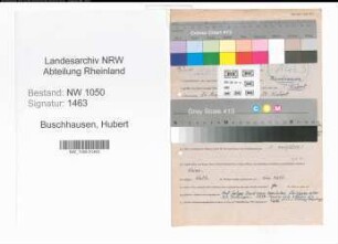 Entnazifizierung Hubert Buschhausen , geb. 21.08.1904 (Lehrer)