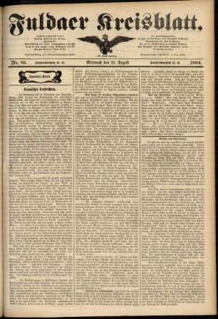 Zweite Ausgabe vom Mittwoch, den 10. August 1904.