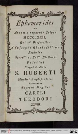 Ephemerides ad annum a reparata Salute MDCCLXXII