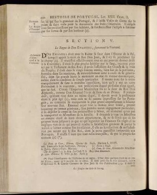 Section V. Le Regne de Don Emanuel, surnommé le Fortuné.