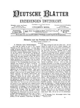 Nietzsche und das Problem der Erziehung : (Fortsetzung)