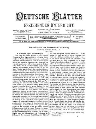 Nietzsche und das Problem der Erziehung : (Fortsetzung)