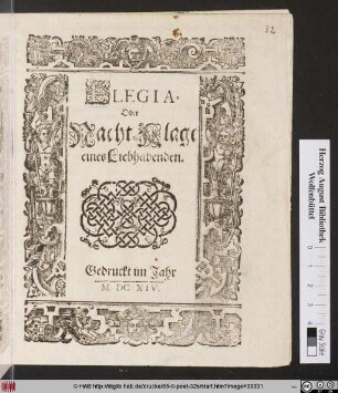 Elegia, Oder Nacht-Klage eines Liebhabenden