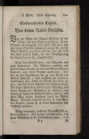 Siebenzehentes Capitel, Von denen Nabel-Gefässen.