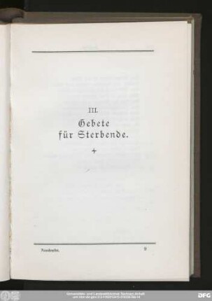 III. Gebete für Sterbende.