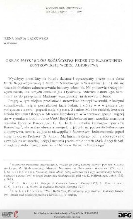 42: Obraz Matki Bożej Różańcowej Federico Barocciego : kontrowersje wokół autorstwa