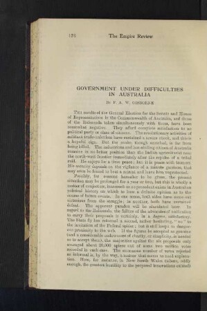 Government under Difficulties in Australia