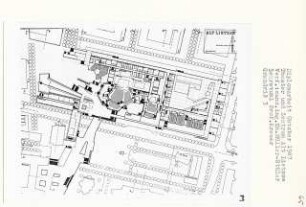 Theater und Zentrum Alt-Lietzow, Berlin-Charlottenburg (Diplomarbeit bei Willy Kreuer): Grundriss Niveau + 9.6