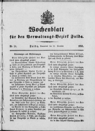 Nr. 51, Ausgabe vom 21. Dezember 1850