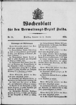 Nr. 51, Ausgabe vom 21. Dezember 1850