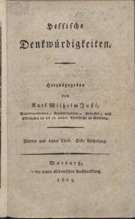 Hessische Denkwürdigkeiten. Theil 4, Abth. 1