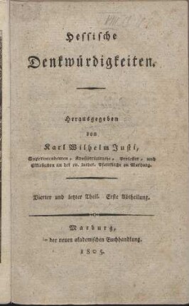 Hessische Denkwürdigkeiten. Theil 4, Abth. 1