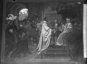 Gemäldezyklus zur Geschichte der Wittelsbacher: Herzog Albrecht IV. begründet das Recht der Primogenitur und Regentenfolge im Jahre 1506