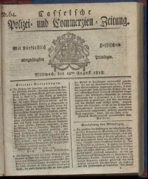 Nr. 64, Mittwoch, den 12ten August 1818