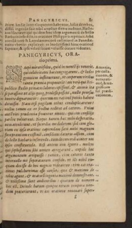 Panegyricvs, Oratio prima.