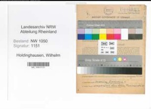 Entnazifizierung Wilhelm Holdinghausen , geb. 22.02.1897 (Prokurist)