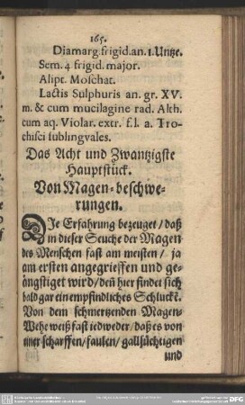 Das Acht und Zwantzigste Hauptstück. Von Magen-beschwerungen
