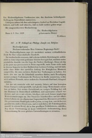 August Wilhelm von Schlegel an Philipp Joseph von Rehfues, Bonn, 10.12.1819