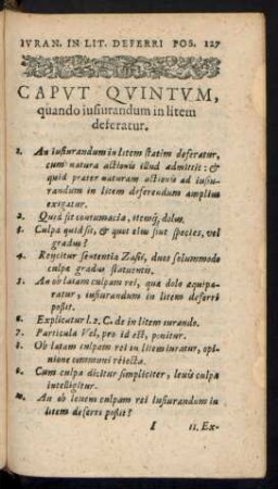 Caput Quintum, quando iusiurandum in litem deferatur.