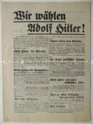 Wahlaufruf der NSDAP zur Reichspräsidentenwahl 1932 an das gesamte deutsche Volk