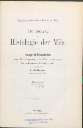 Ein Beitrag zur Histologie der Milz