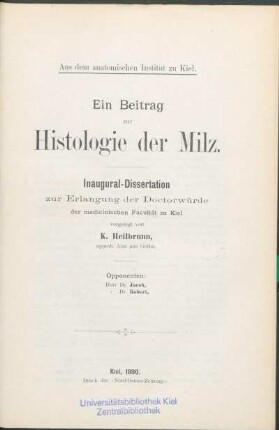 Ein Beitrag zur Histologie der Milz