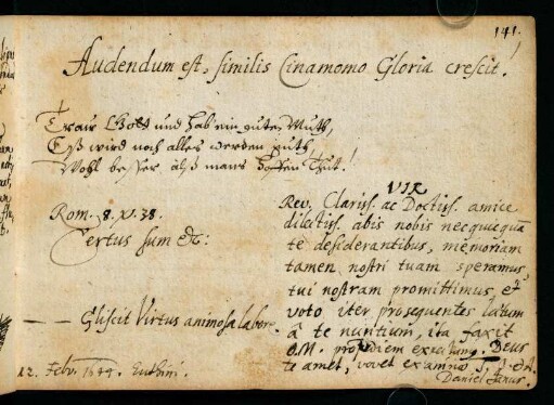 141r, Eutin ; 12.02.1644 / Daniel Janus