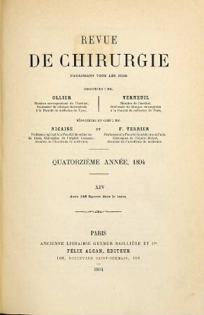 Revue de chirurgie. 14,a. 1894