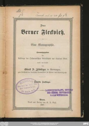 Das Berner Fleckvieh : eine Monographie