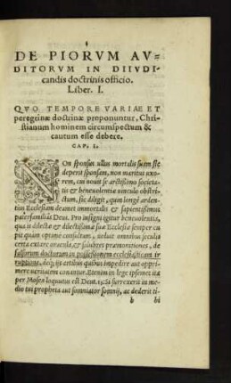 De Piorum Auditorum In Diiudicandis doctrinis officio.