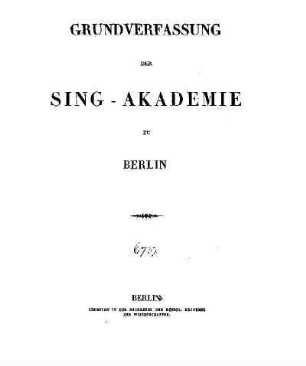 Grundverfassung der Sing-Akademie zu Berlin