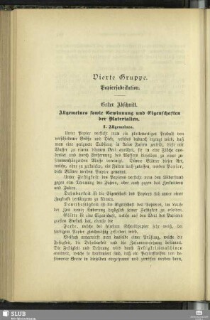 Vierte Gruppe. Papierfabrikation