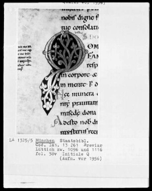 Sakramentar, Folio 208 (Blatt) — ---, Folio 208 (Blatt)Initiale Q, Folio 38 verso